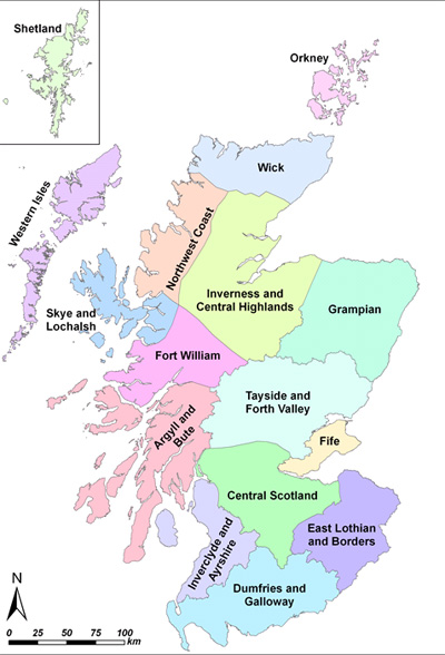 Scottish Water's 16 water resouce megazones